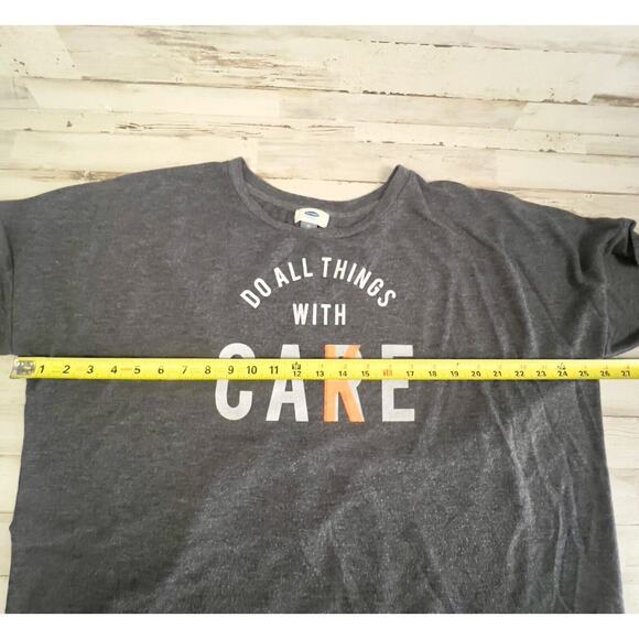 Old Navy Long Sleeved T-Shirt Womens X-Large Gray Do All things with Care/Cake - Picture 6 of 7